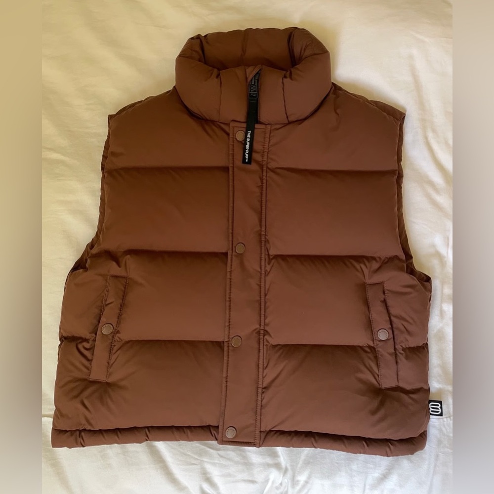 Aritzia Super Puff Shorty Vest in Cognac
